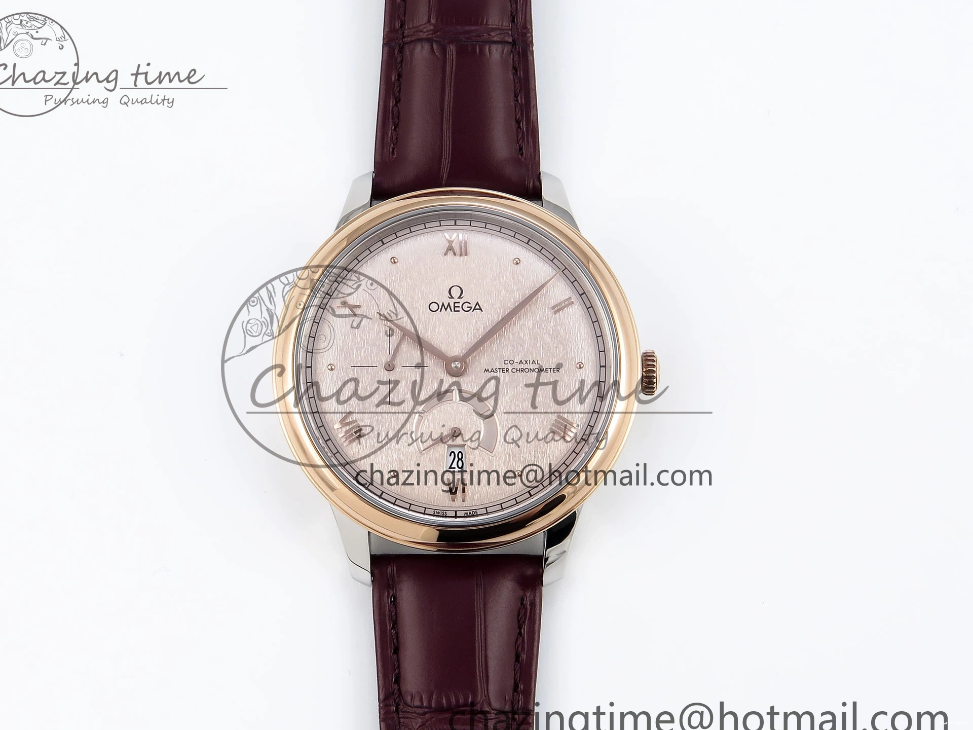 0416 QuickDry De Ville Date RG MKF 1:1 Best Edition Brown Textured Dial Diamonds Marker on Brown Leather Strap A 7747